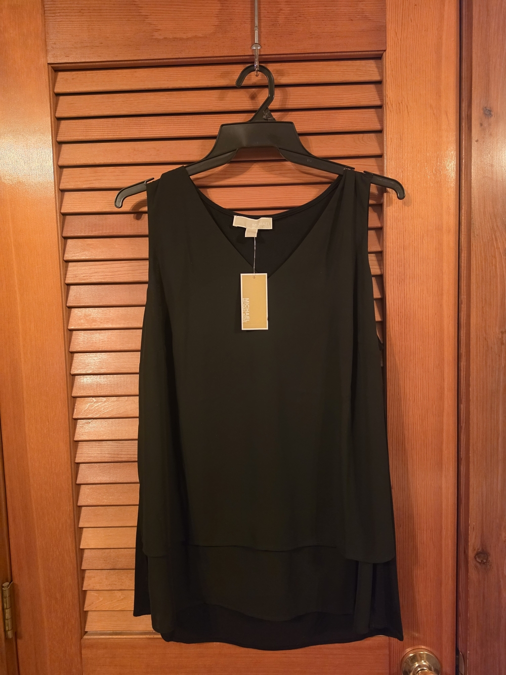 Michael Kors Black Layered V-Neck Sleeveless Camisole